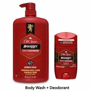 Old Spice Swagger Cedarwood Body Wash 33.4 oz + Deodorant Stick 2.6 oz